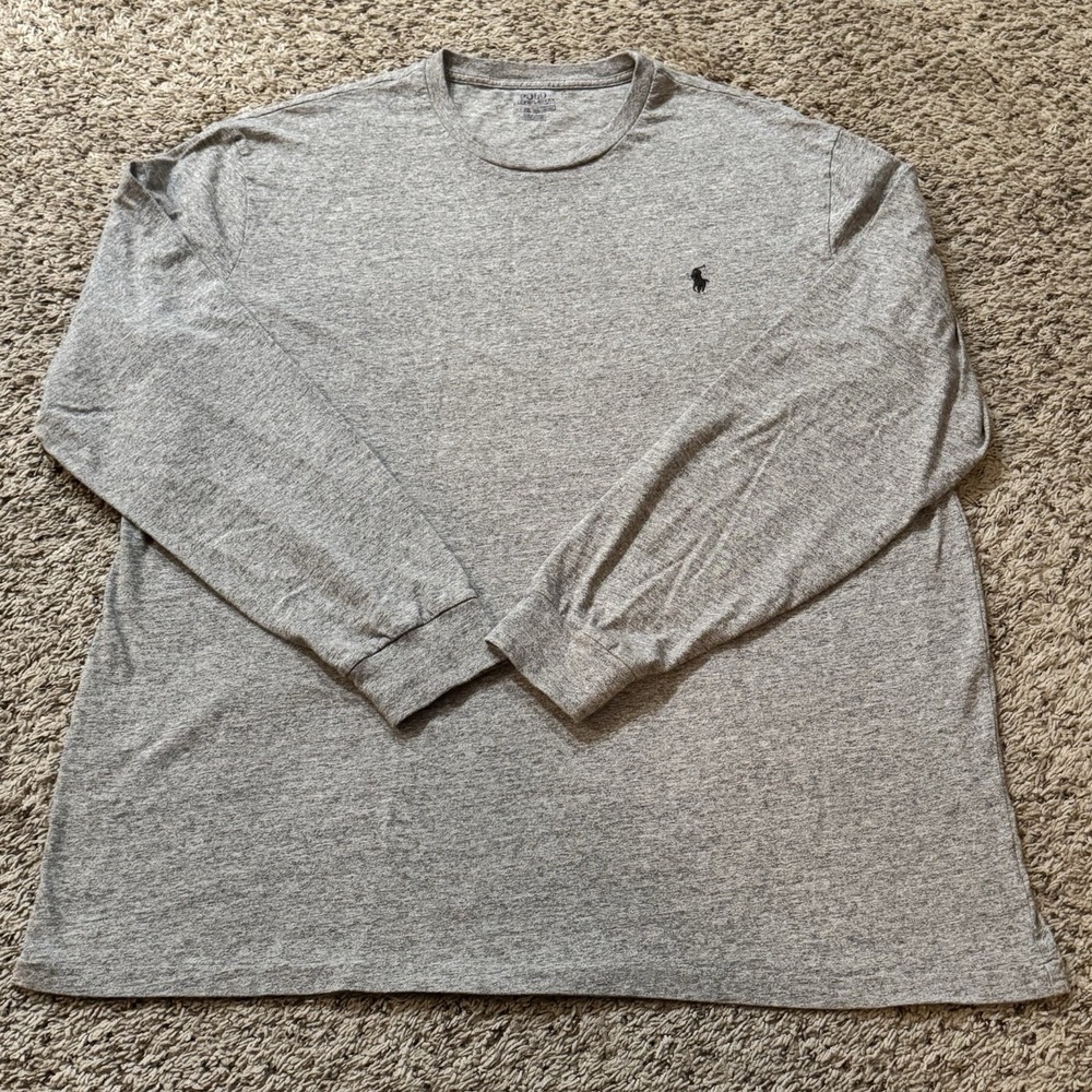 Polo Ralph Lauren Long Sleeve T Shirt 2XLT Gray Pony Logo Crewneck